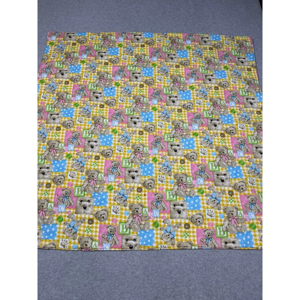 Handmade Hello Kitty Patchwork Baby Quilt Reversible Teddy Bear 34x34 Linus